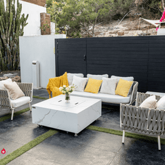 Elementi Plus Bianco White Bianco Porcelain Fire Pit Table - Pristine Home & Wellness