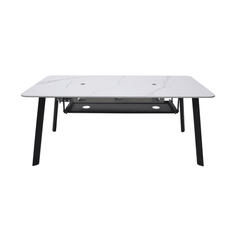 Elementi Plus Bianco White Oslo Porcelain Fire Pit Dining Table - Pristine Home & Wellness