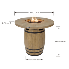 Elementi Redwood Lafite Barrel Fire Pit Table - Propane Fuel - Pristine Home & Wellness