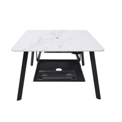 Elementi Plus Bianco White Helsinki Porcelain Fire Pit Dining Table - Pristine Home & Wellness