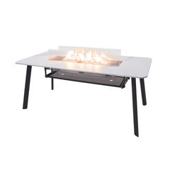 Elementi Plus Bianco White Oslo Porcelain Fire Pit Dining Table - Pristine Home & Wellness