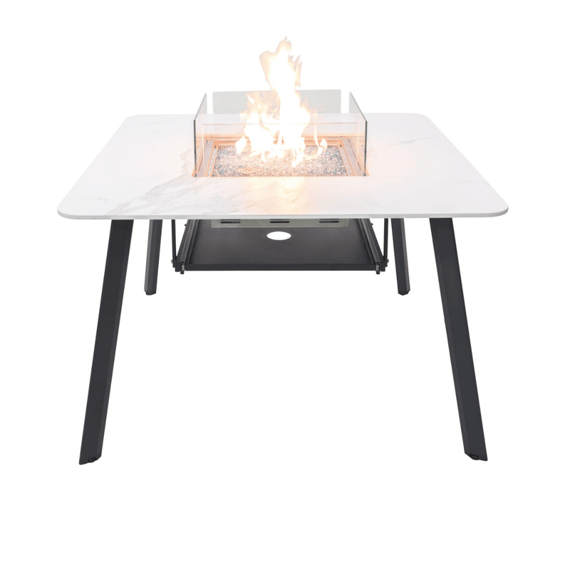 Elementi Plus Bianco White Helsinki Porcelain Fire Pit Dining Table - Pristine Home & Wellness
