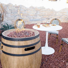 Elementi Redwood Napa Fire Pit Column Barrel Table - Pristine Home & Wellness