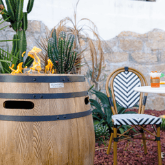Elementi Redwood Napa Fire Pit Column Barrel Table - Pristine Home & Wellness