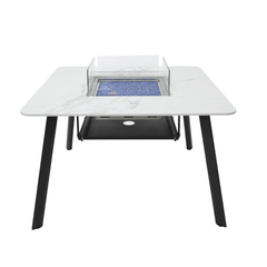 Elementi Plus Bianco White Helsinki Porcelain Fire Pit Dining Table - Pristine Home & Wellness
