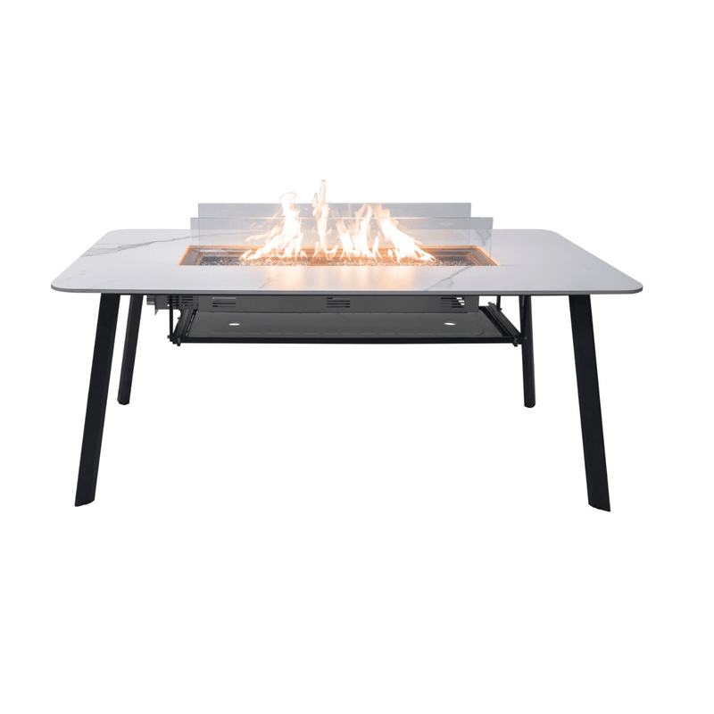 Elementi Plus Bianco White Oslo Porcelain Fire Pit Dining Table - Pristine Home & Wellness