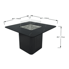 Elementi Plus Bulgaria Black Brugge Porcelain Fire Pit Dining Table - Propane Fuel - Pristine Home & Wellness