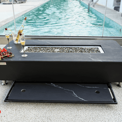 Elementi Plus Bulgaria Black Valencia Porcelain Fire Pit Table - Pristine Home & Wellness