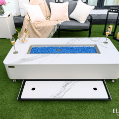 Elementi Plus Blanco White Athens Porcelain Fire Pit Table - Pristine Home & Wellness