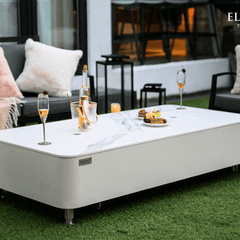 Elementi Plus Blanco White Athens Porcelain Fire Pit Table - Pristine Home & Wellness
