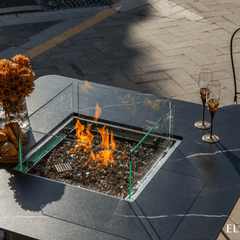 Elementi Plus Bulgaria Black Brugge Porcelain Fire Pit Dining Table - Propane Fuel - Pristine Home & Wellness