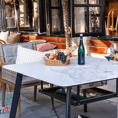 Elementi Plus Bianco White Helsinki Porcelain Fire Pit Dining Table - Pristine Home & Wellness