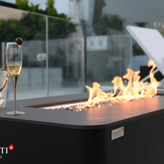 Elementi Plus Bulgaria Black Valencia Porcelain Fire Pit Table - Pristine Home & Wellness