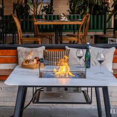 Elementi Plus Bianco White Helsinki Porcelain Fire Pit Dining Table - Pristine Home & Wellness
