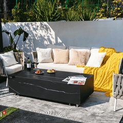 Elementi Plus Bulgaria Black Varna Porcelain Fire Pit Table - Pristine Home & Wellness