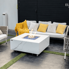Elementi Plus Bianco White Bianco Porcelain Fire Pit Table - Pristine Home & Wellness