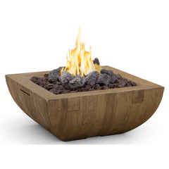 American Fyre Designs 36-inch Reclaimed Wood Bordeaux Square Concrete Gas Fire Bowl - Pristine Home & Wellness