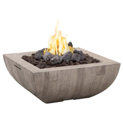 American Fyre Designs 36-inch Reclaimed Wood Bordeaux Square Concrete Gas Fire Bowl - Pristine Home & Wellness
