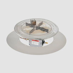 Outdoor Greatroom Company 24-inch Round Crystal Fire Plus Gas Burner Insert and Plate Kit with Direct Spark Ignition - Natural Gas - Pristine Home & Wellness