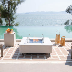 Elementi Plus Blanco White Annecy Porcelain Top Fire Pit Table - Pristine Home & Wellness
