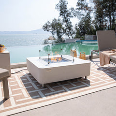Elementi Plus Blanco White Annecy Porcelain Top Fire Pit Table - Pristine Home & Wellness
