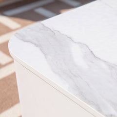 Elementi Plus Blanco White Annecy Porcelain Top Fire Pit Table - Pristine Home & Wellness