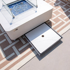 Elementi Plus Blanco White Annecy Porcelain Top Fire Pit Table - Pristine Home & Wellness
