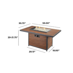 Outdoor Greatroom Company Kenwood Rectangular Chat Height Gas Fire Pit Table - Pristine Home & Wellness