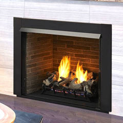 Monessen 42" Lo-Rider Clean Face Firebox with Multi-tonal Brown Traditional Stacked Fiber Interior Panels - Pristine Home & Wellness