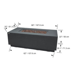 Elementi Andes Fire Pit Table with Internal Propane Tank Holder- Propane Fuel - Pristine Home & Wellness