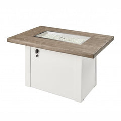 Outdoor Greatroom Company Driftwood Havenwood Rectangular Gas Fire Pit Table with White Base - Pristine Home & Wellness