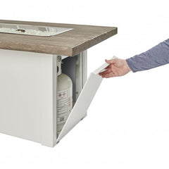 Outdoor Greatroom Company Driftwood Havenwood Rectangular Gas Fire Pit Table with White Base - Pristine Home & Wellness