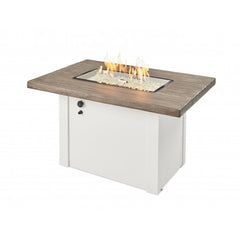 Outdoor Greatroom Company Driftwood Havenwood Rectangular Gas Fire Pit Table with White Base - Pristine Home & Wellness