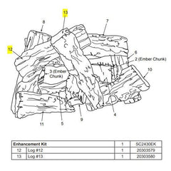 Monessen - Two Top Log Enhancement kit for SC24-R and SC30-R Log Sets - Pristine Home & Wellness