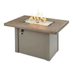 Outdoor Greatroom Company Driftwood Havenwood Rectangular Gas Fire Pit Table with Gray Base - Pristine Home & Wellness